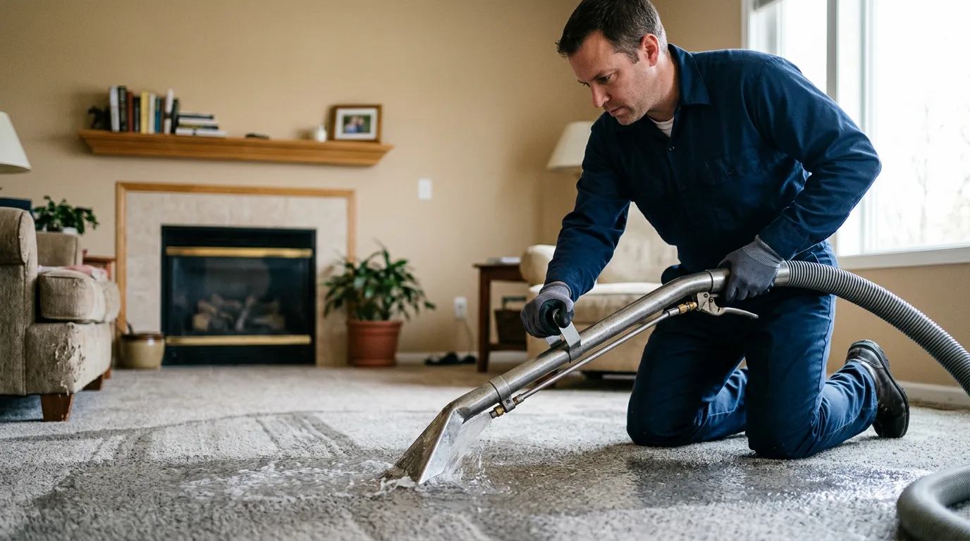 Water damage restoration technician working near Amboy, IN